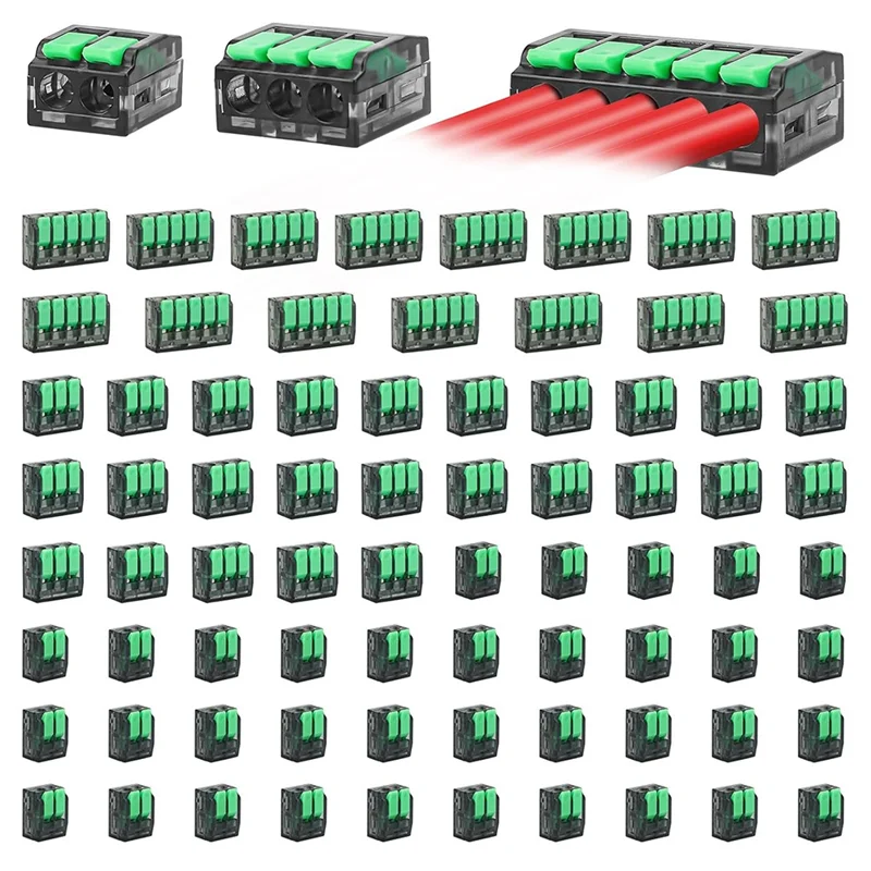 AT19-75PCS 24-12 AWG Electrical Splice Connectors Lever Push-In Wire Connectors Quick 2/3/5 Conductor Combination Kit