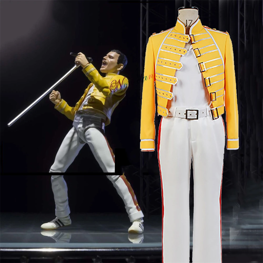 Queen Lead Vocals Freddie Mercury Costume Men Singer DJ Shirt Jacket Stage Performance Dance Star Cosplay Carnival Party Costume