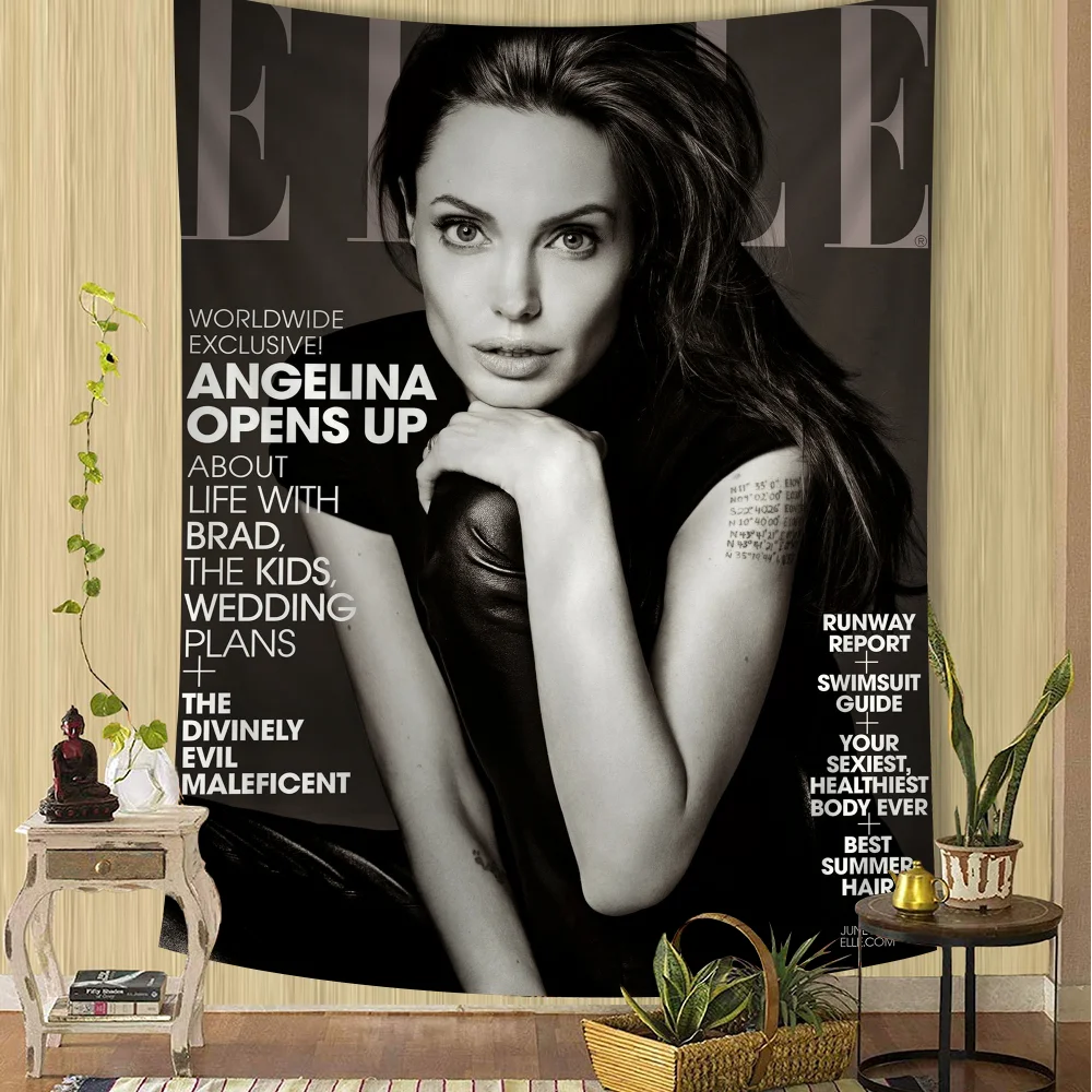 Tapiz de dibujos animados de Angelina Jolie, estrella del Actor, arte de ciencia ficción, decoración del hogar, colgante de pared, decoración del hogar