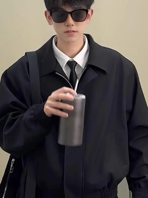 

American Retro Harington Men's Autumn Winter Jaet Cleanfit Suit ort oulder Pad Baseball orm Stand Fit Casual Jaet