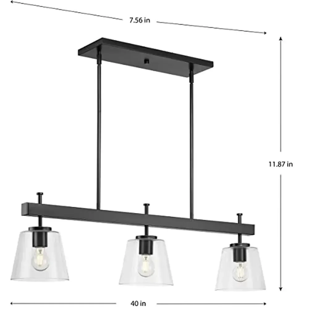 Lustre linéaire noir en verre transparent, style urbain, lumière concise, décoration d'intérieur, salle à manger, industriel, 3 lumières, 40 po, 256 indépendantes