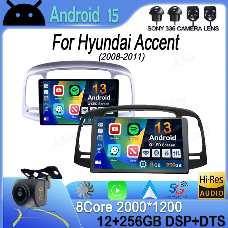 

Android 15 Auto для Hyundai Accent 2008 2009 2010 2011 Автомобильный радиоприемник Мультимедийный видеоплеер Навигация GPS 360 Камера без 2din DVD