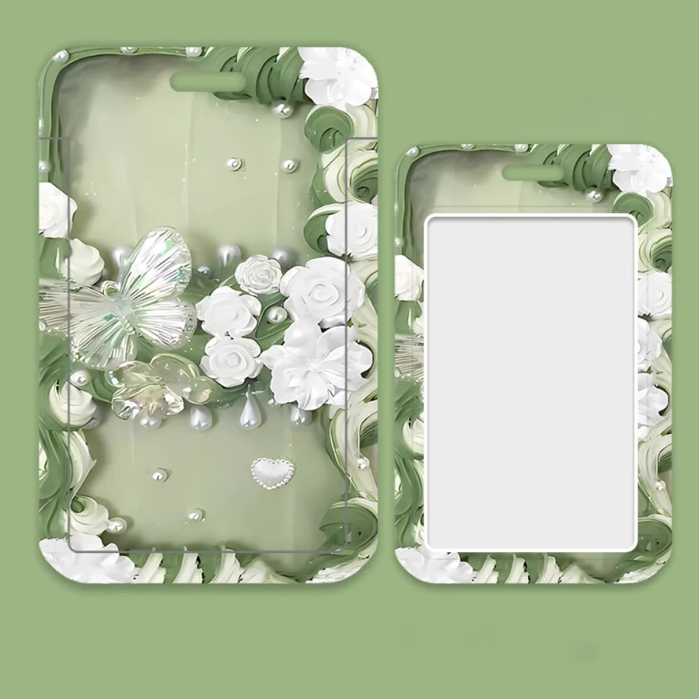 Portable Printing Slide Card Case Plastic ID Protection Set Flower Card Sleeve