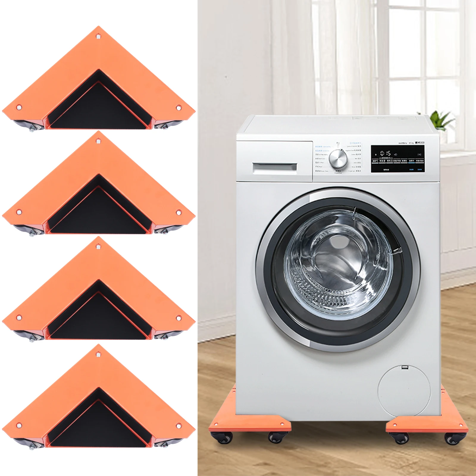 4 set di mobili triangolari Dolly per pavimenti duri, capacità di carico di 639 kg con 3 ruote in PU per lo spostamento di mobili pesanti