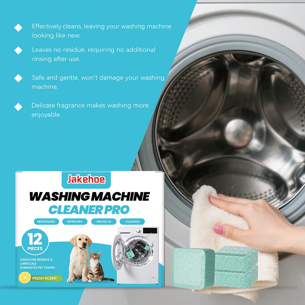 Washing Machine Cleaner Odor Removal Tablets Pet Hair Dissolver For Daily Cleaning Improves Odor Control Pet-Friendly