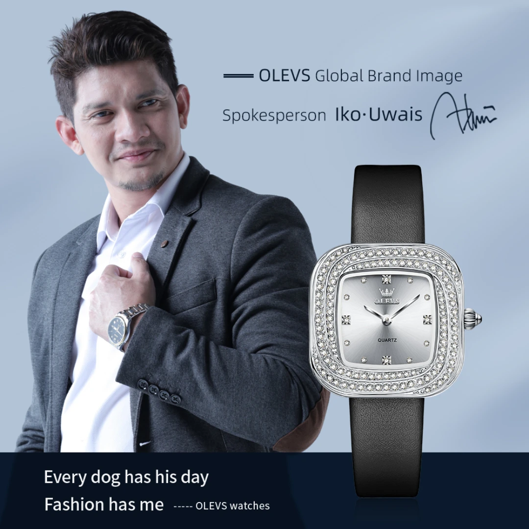 Olevs 5512 relógio de quartzo fashion presente mostrador quadrado pulseira de couro relógio de pulso