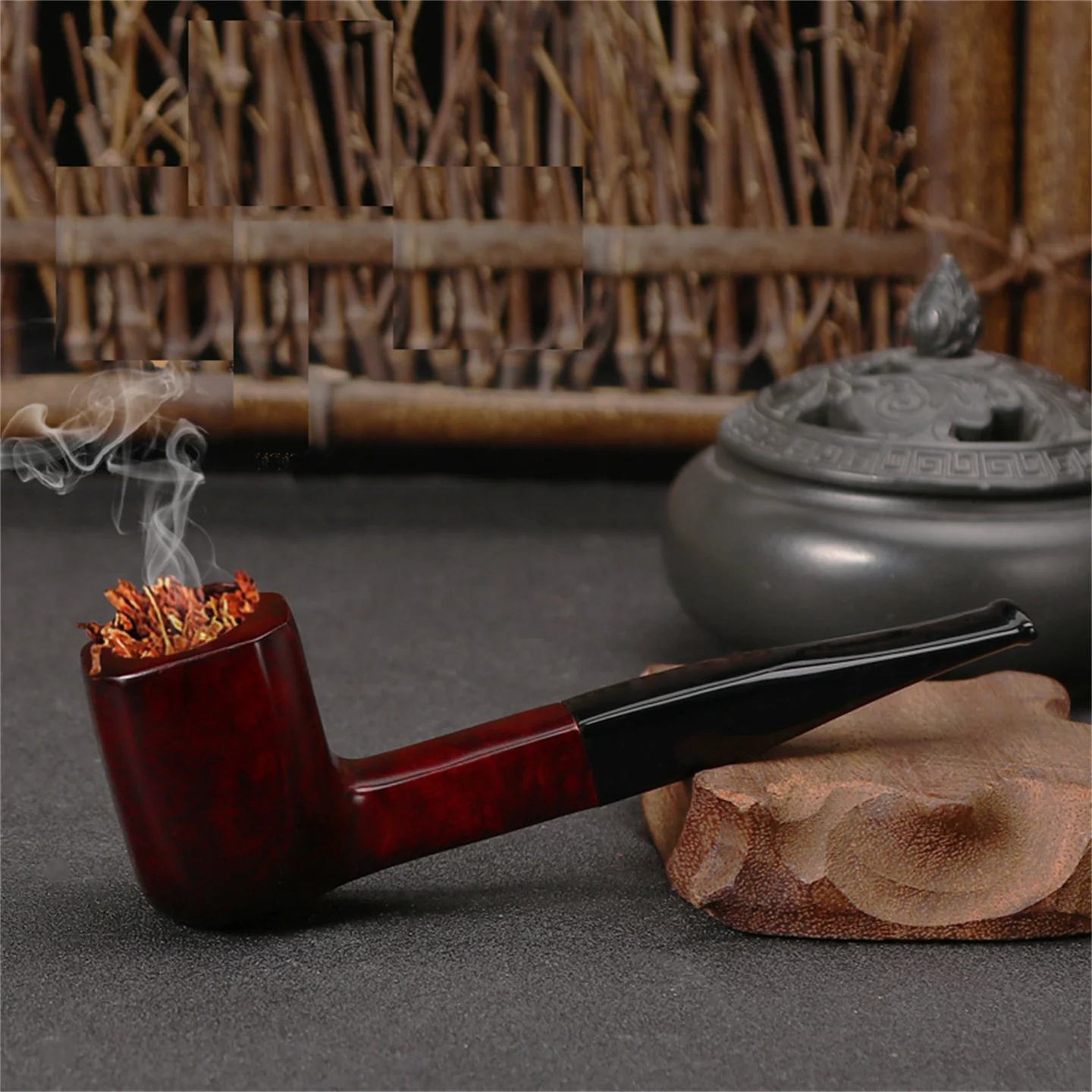 Shinan Wood Pipe Straight Solid Wood Pipe Traditional Old-Fashioned Tobacco Pipe Men's Pipe Smoking Set