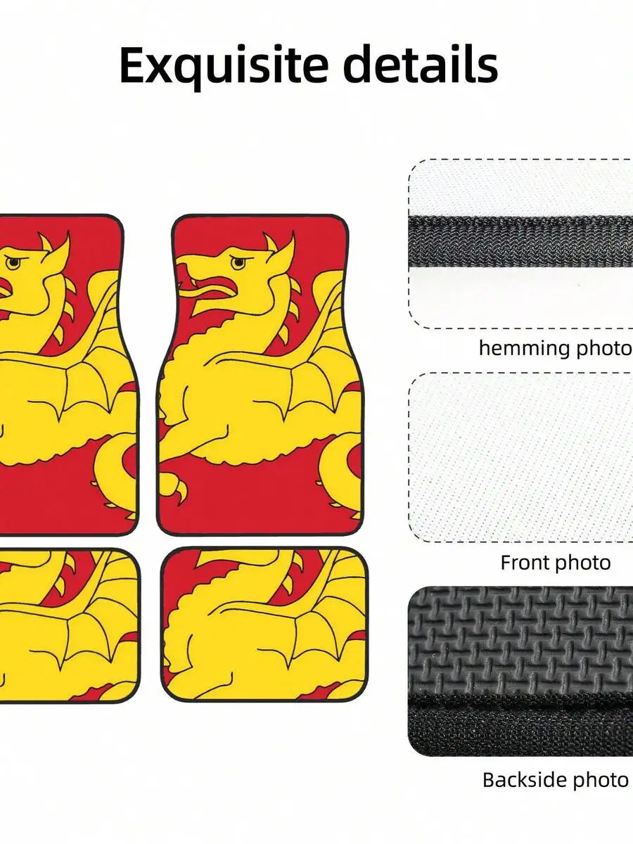 Kingdom Of The West Saxons Wessex Flag Dragon 4-Piece Car Floor Mats For Most Vehicles – Rubber Backing,Durable & Stylish Auto