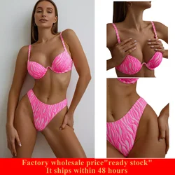 Bikini Sets for Women Summer 2025 underwire push up padde Swimsuit Summer Beach Zebra Stripe Push Up Bikini Trendy Swimsuits