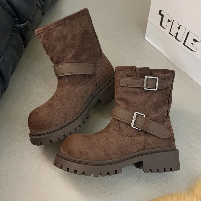 

Women's Ankle Shoes Flats Casual Suede Sport Shoes Designer Cozy Winter Boots 2025 New Trend Fashion Walking Mujer Snow Botas