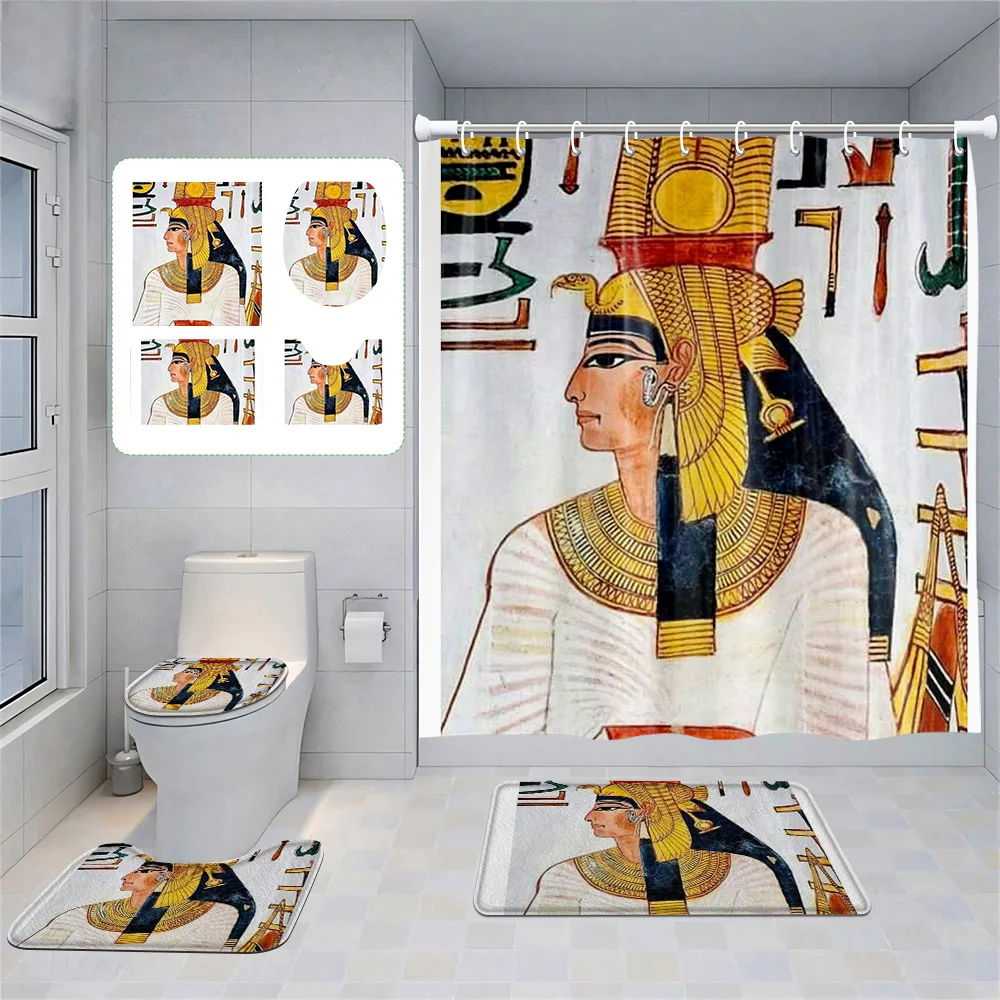 Home shower curtains bathroom Decora waterproof fabric non-slip bath mat water absorption curtain Modern Nordic Egypt pharaoh