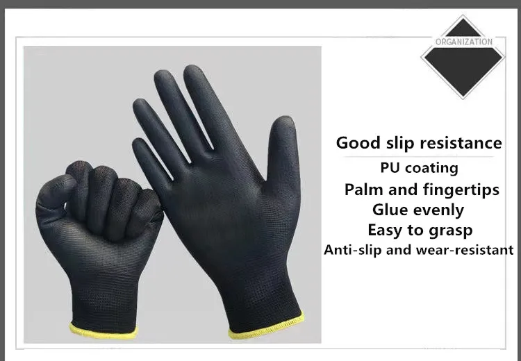 12 Pair Black /Grey/ Horticulture Gloves Safety Work Gloves Repair Gloves Palm Coated Gloves Carpenter Repairman Supplies