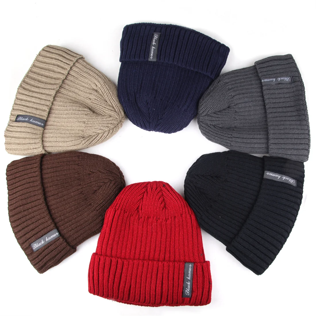 Xthree Skullies Beanies Men Winter Hat Women Knitted Hats For Men Cap Winter Beanie Hat Gorro Thick Warm Brimless Fur Bonnet Men