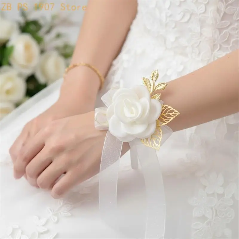 Элегантный тканевый комплект свадебных запястий с цветочным принтом на груди, набор булавок с цветами для свадебной церемонии, и