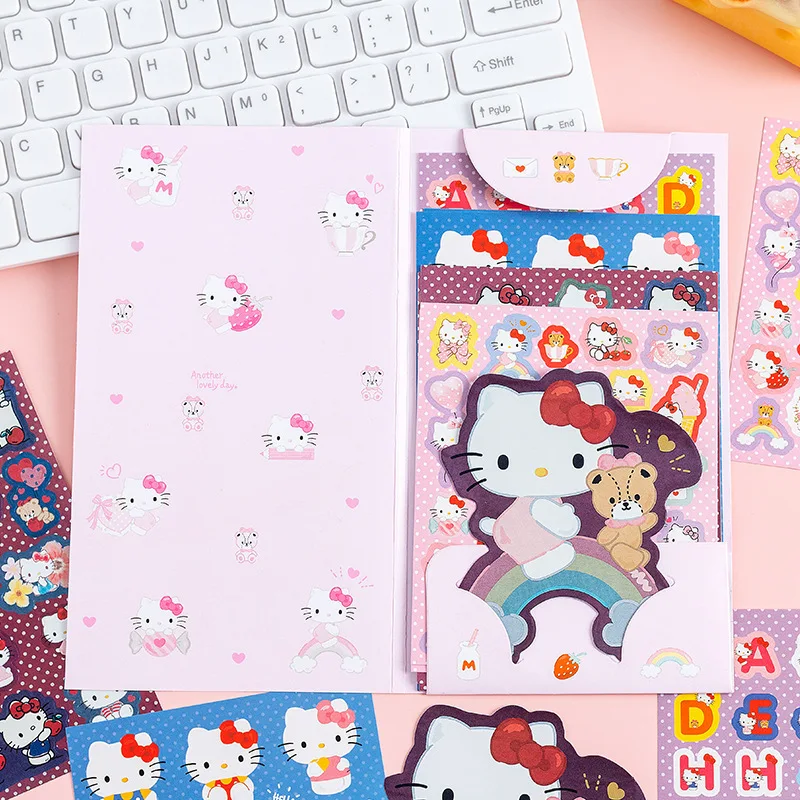 Sanrio Combination Sticker Kawaii Hello Kitty Kulome Cinnamoroll Melody Hand Account Decoration DIY Stickers Kids Toys Gifts