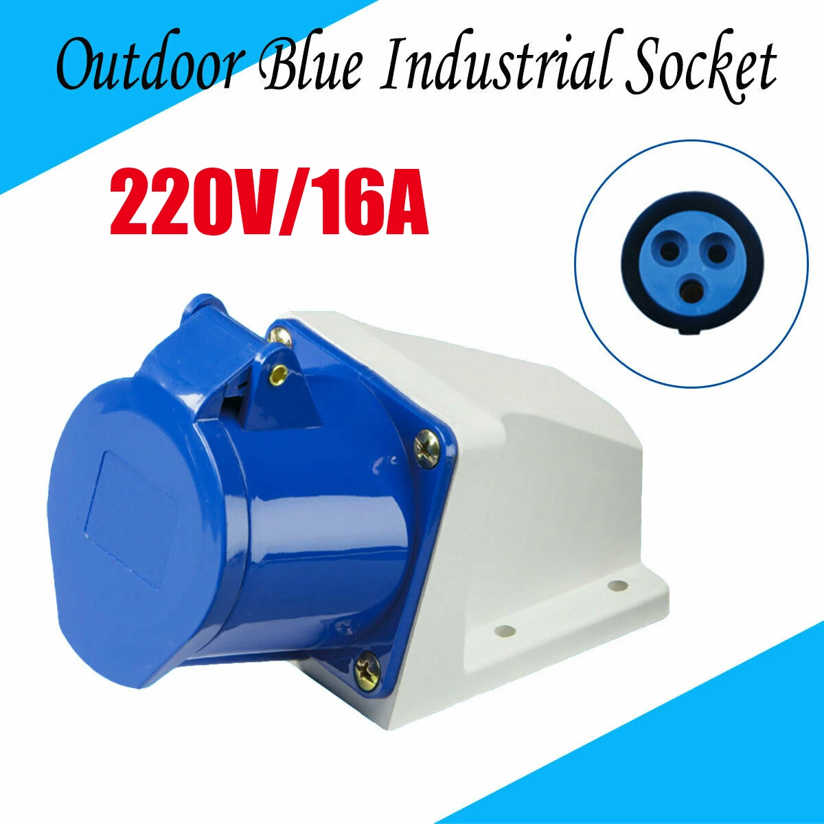 16amp 220 Volt Complete Caravan Mains Socket Surface Mounted Inlet With Waterproof Flap For Caravan Motorhomes Refrigerated Vans