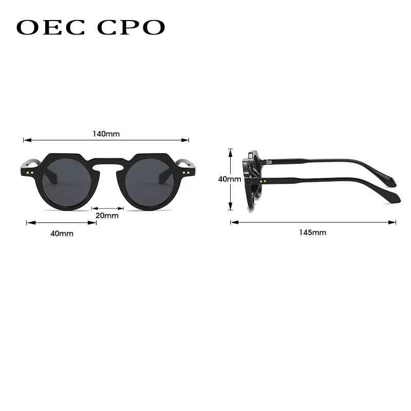 OEC CPO Classic Punk Round Sunglasses For Men Fashion Goggle Sun Glasses Women Trends Rivets Shades Eyewear Female Sport UV400