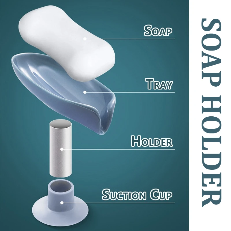 

Non-Slip Creative Leaf Shape Soap Holder - Punch-Free Soap Box Container-Drainage No-Water Bathroom Soap Storage Accessory Tool