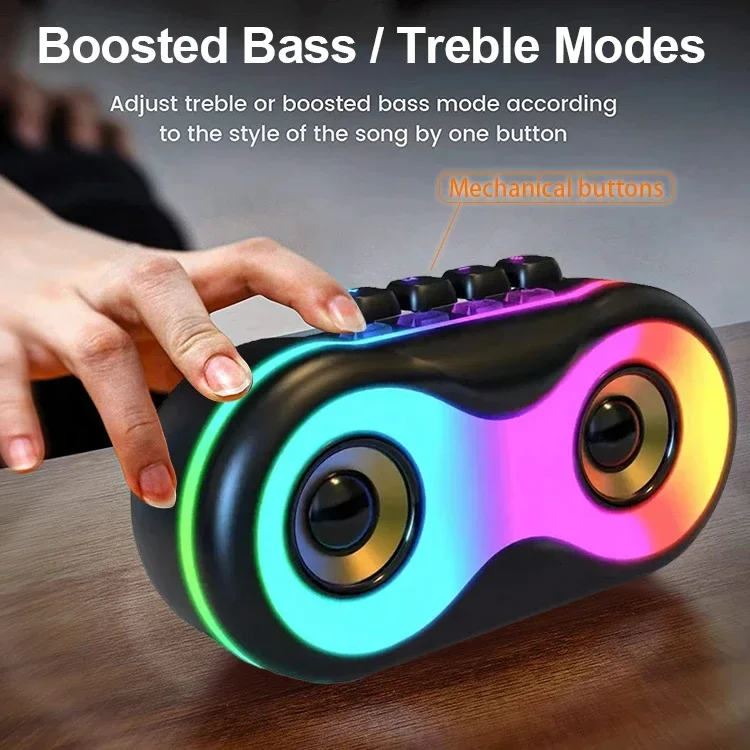 مكبر صوت مزدوج محمول مضخم صوت صغير سمّاعات بلوتوث RGB لون ضوء المتكلم سطح المكتب سماعة لاسلكية تعمل بالبلوتوث مسرح منزلي خارجي