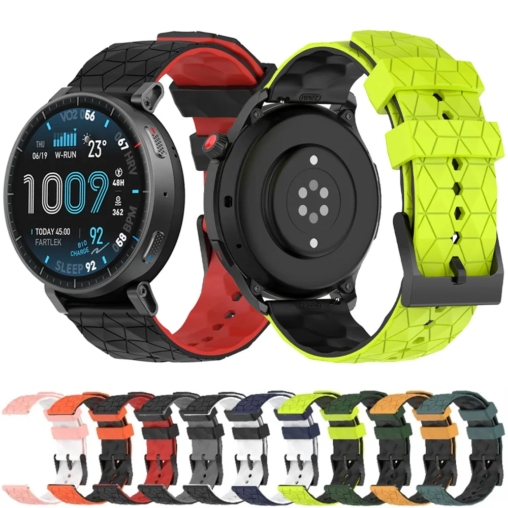 Silicone Strap For Amazfit BIP Max/6/Active 2/Balance 2 Football Pattern Wristbands Bracelet for Huawei Watch 5 GT6/5/4 Pro 46mm