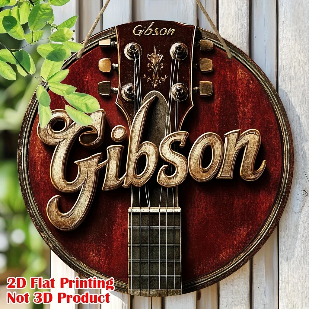 Panneau circulaire en bois plat 2D sur le thème de la guitare, pour la décoration du festival familial, la décoration intérieure pour la maison et les espaces publics
