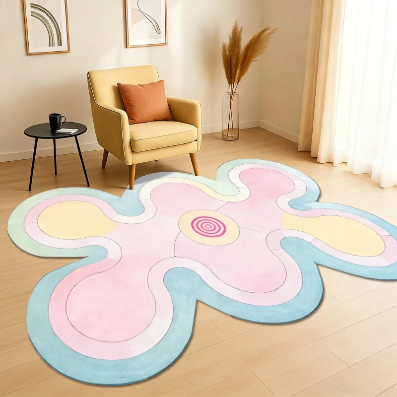 Dopamine Color Carpets for Living Room Fluffy Soft Bedroom Decor Carpet Irregular Shape Bedside Rug Home Thicken Plush Floor Mat