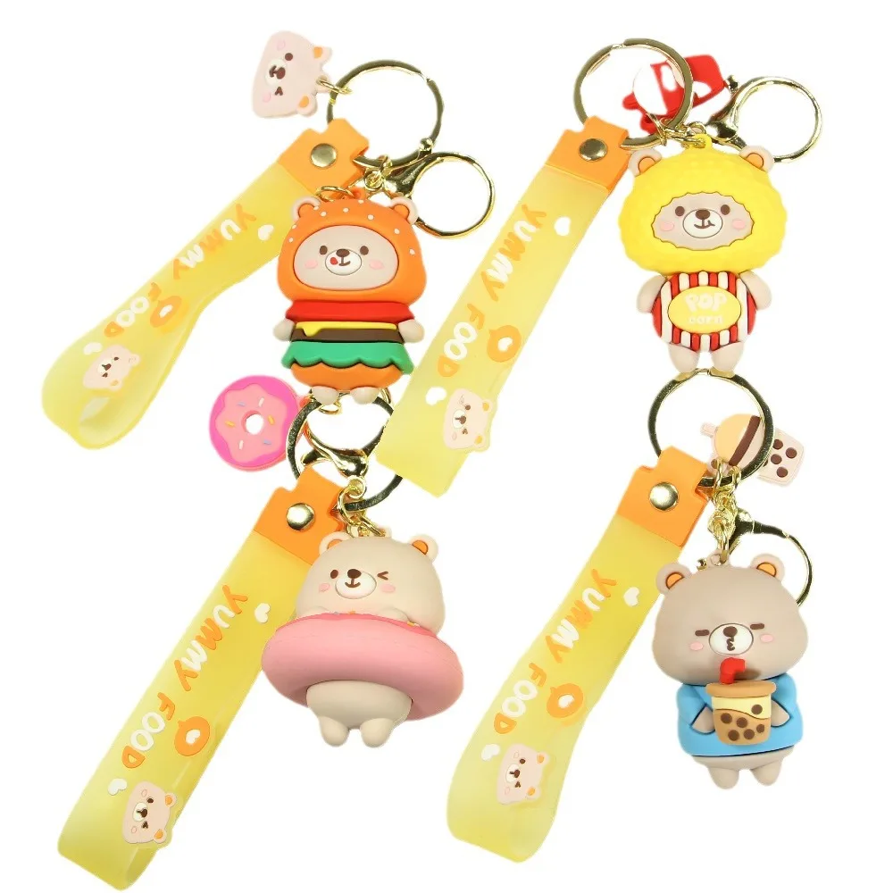 

300pcs/lot Hot 3D doll key chain cartoon animal pendant small gifts Gluttony Bear keychain