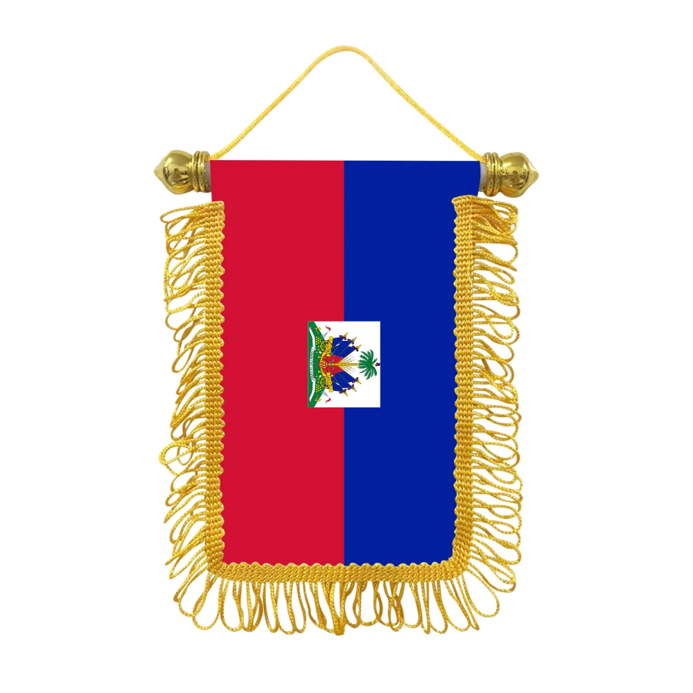 Haiti small hanging flag 10x15cm triangular flag car decoration hanging flag double-sided pattern with suction cup