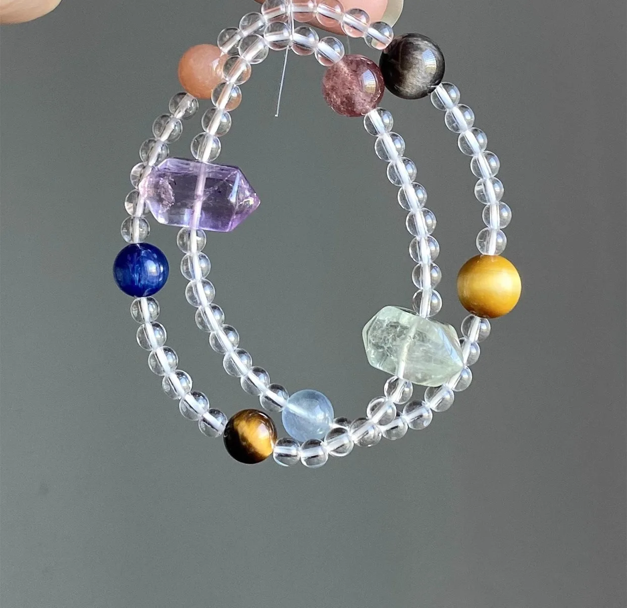 

Natural Duobao Double Circle White Crystal Hand Women's Fashion Light Luxury Bracelet, Jewelry, Gifts, Niche Design