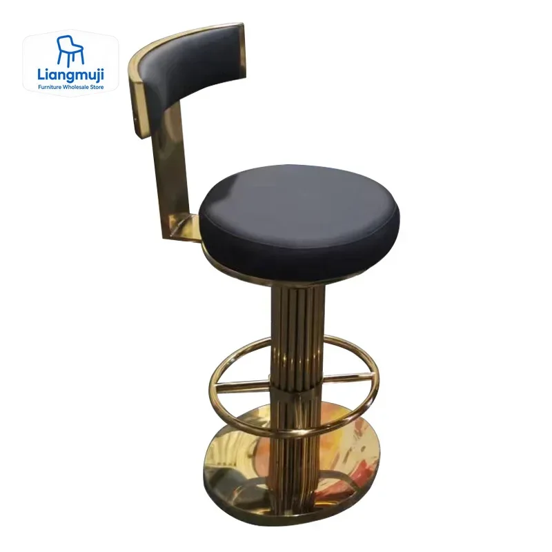 

Counter Height Bar Stools with Back, Modern Adjustable Height and Swivel Barstools, Black and Gold Bar Chair for Kitchen Island