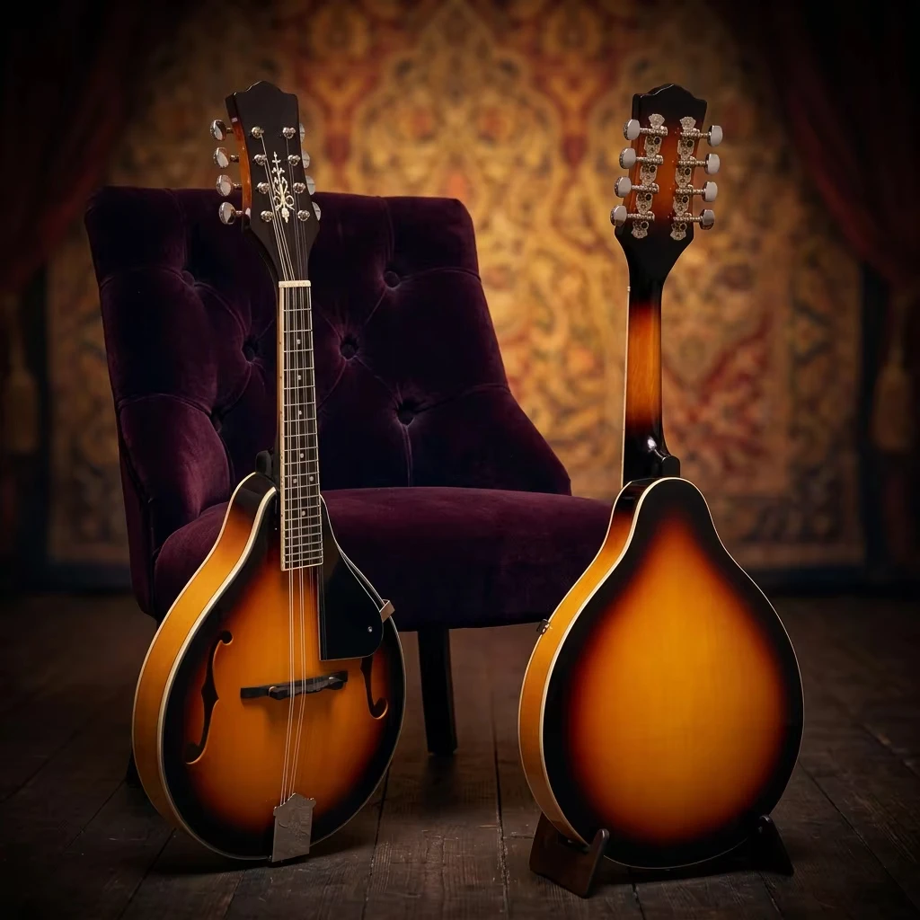 Professional 8-String Mandolin, Glossy Finish, Stringed Musical Instrument, High-Quality Sound, Durable Construction