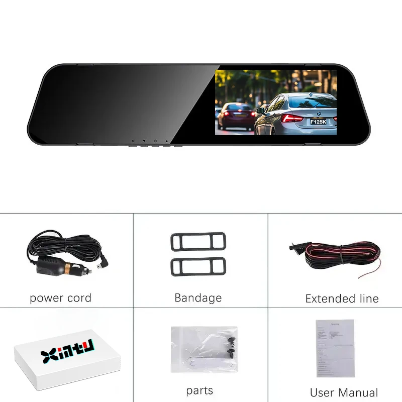 FHD 1080P Car rearview Mirror DVR Recorder Camera Night Vision Cyclic Recording G-Sensor 1920*1080 24-hour parking monitoring