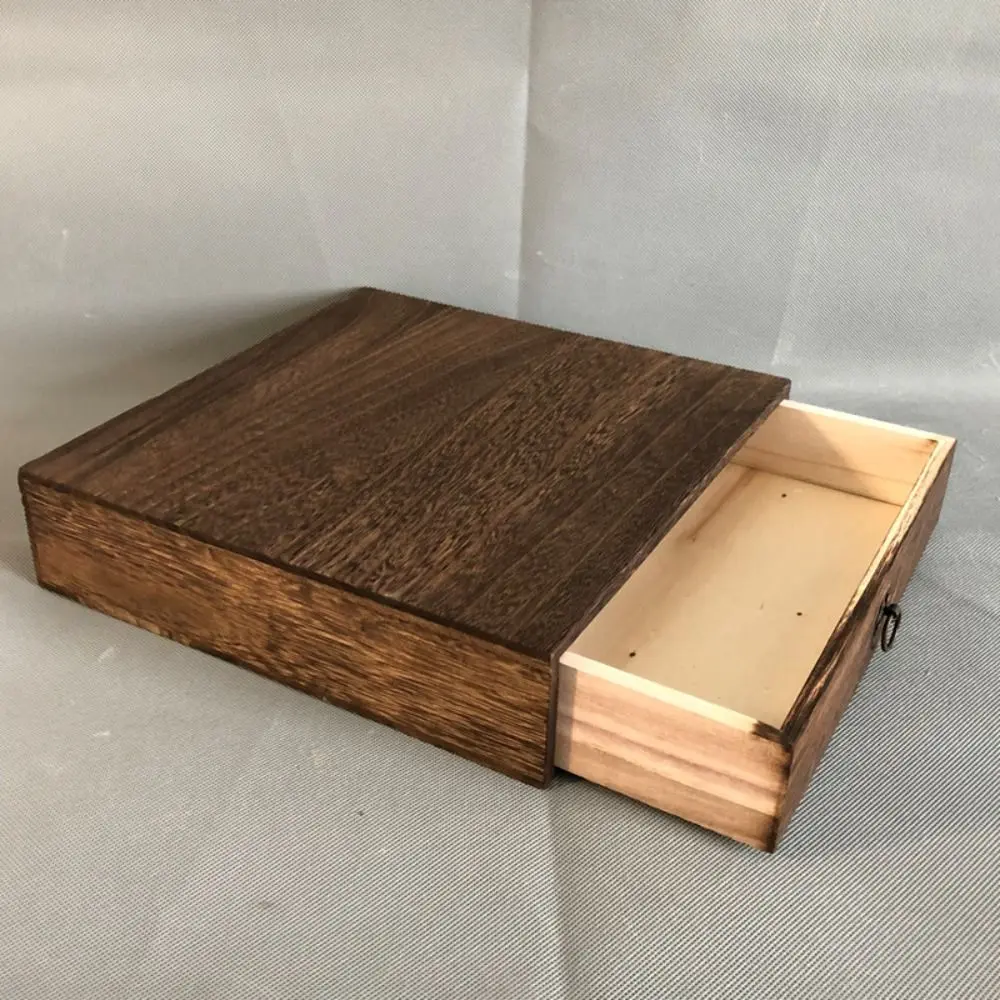 

Wood Retro Lockable Storage Box Dust-Proof Exquisite Treasure Chest with Lid Drawer/Flip Type Decorative Trinket Case