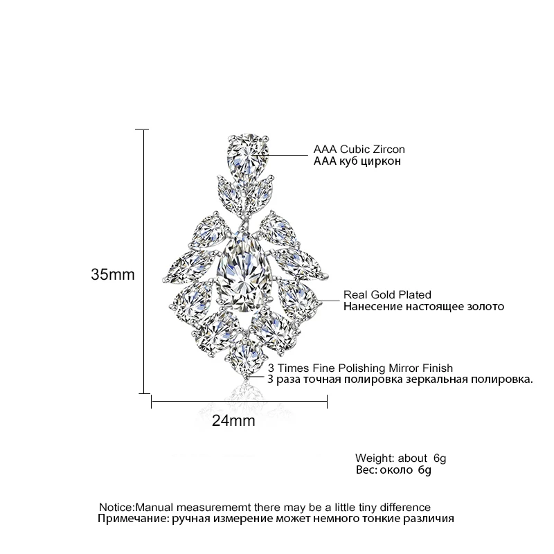 ZAKOL Elegant Cubic Zirconia Marquise Cut High Quality Water Drop Earrings for Women Wedding Dinner Party Gift Jewelry EP2190