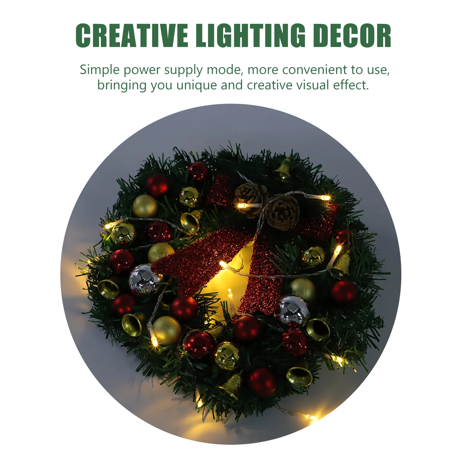 

1Pcs Red LED Wreath Light Christmas Decoration Door Pendant Well Manufactured Premium Material Creative Lighting Decor
