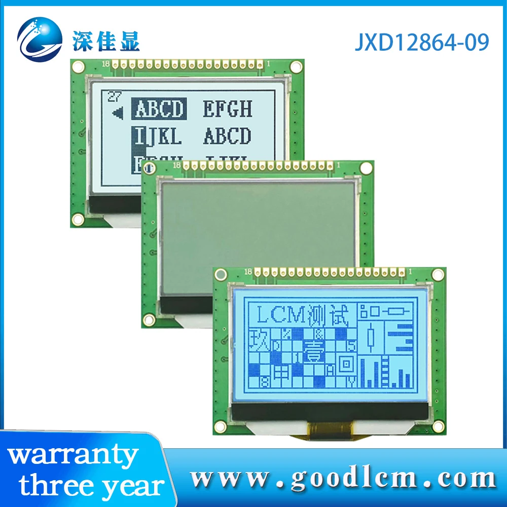 

12864 cog matrix lcd display green blue color backlit JXD12864-09 cog lcd module cog12864