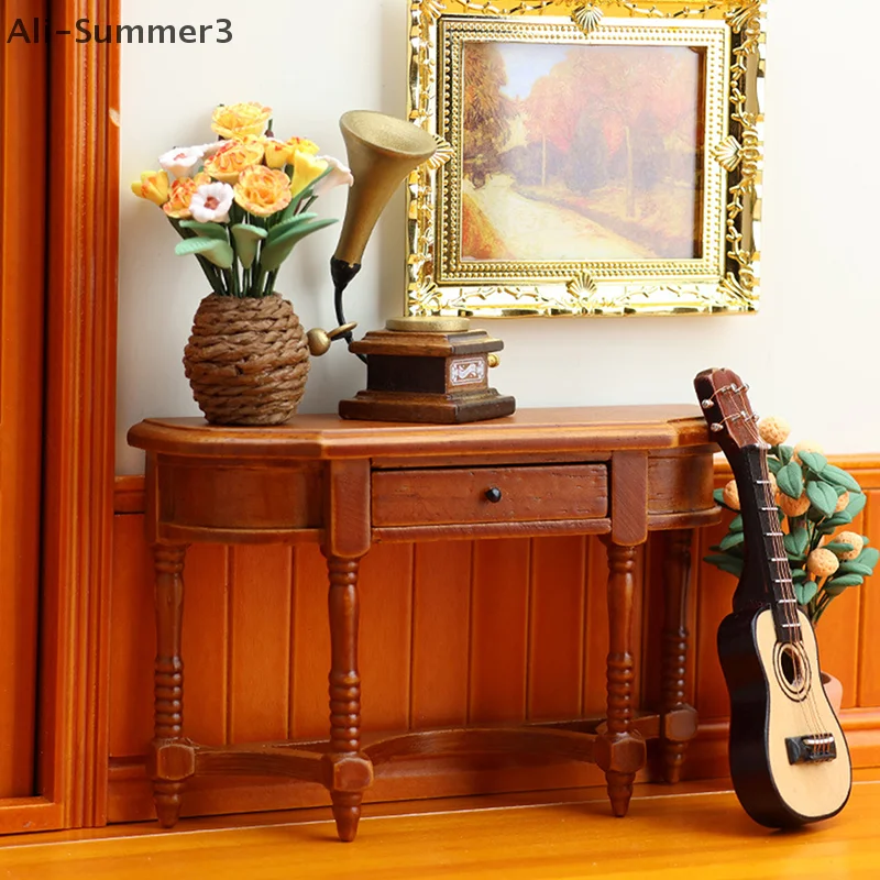 1:12 Dollhouse Miniature Retro Half-side Table Sideboard Furniture Home Model Decor Toy Doll House Accessories