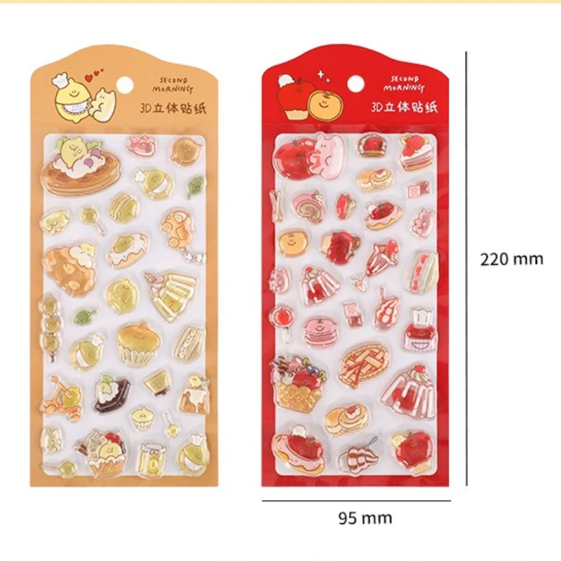 Creative Food Sticker Dim Sum Cake 3d Relief Sticker Scrapbooking Diy Diary Decor Journaling Stationery Kawaii Stickers