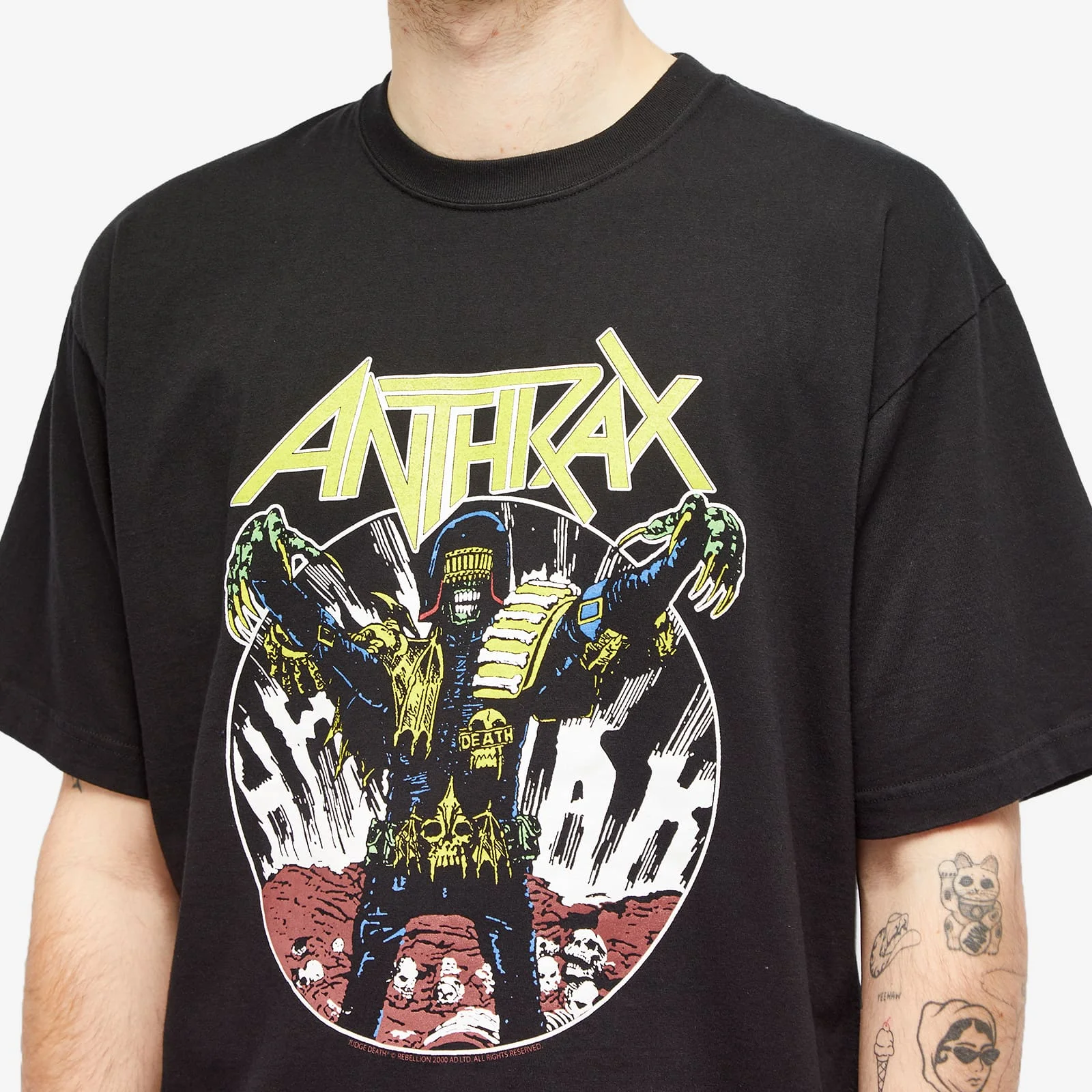 

Trend Mens T-shirt Japanese Tokyo Neighborhood Black White Letter ANTHRAX BHD Printing Loose Casual Cotton T Shirt Menwear Tees