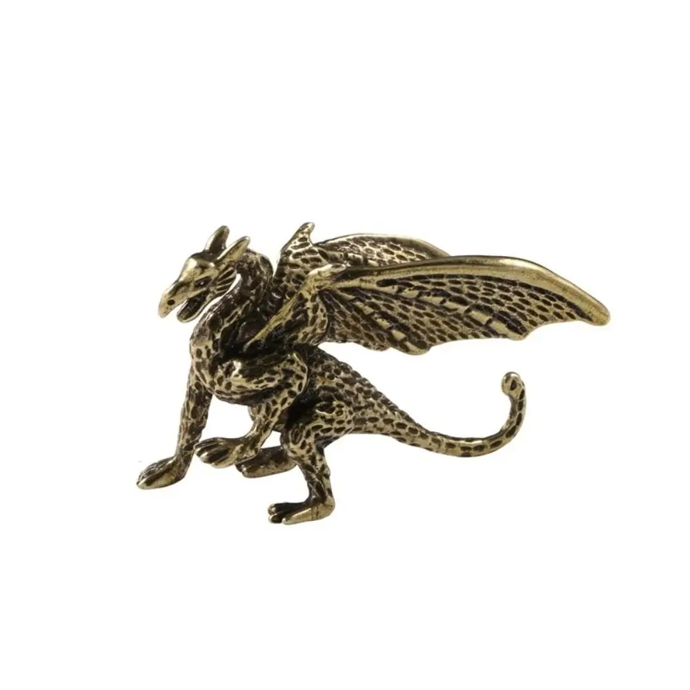 Solid Brass Pterosaur Dragon Ornament Small Vintage Pterosaur Statue Chinese Mythical Dragon Figurines Home Desk Decorations