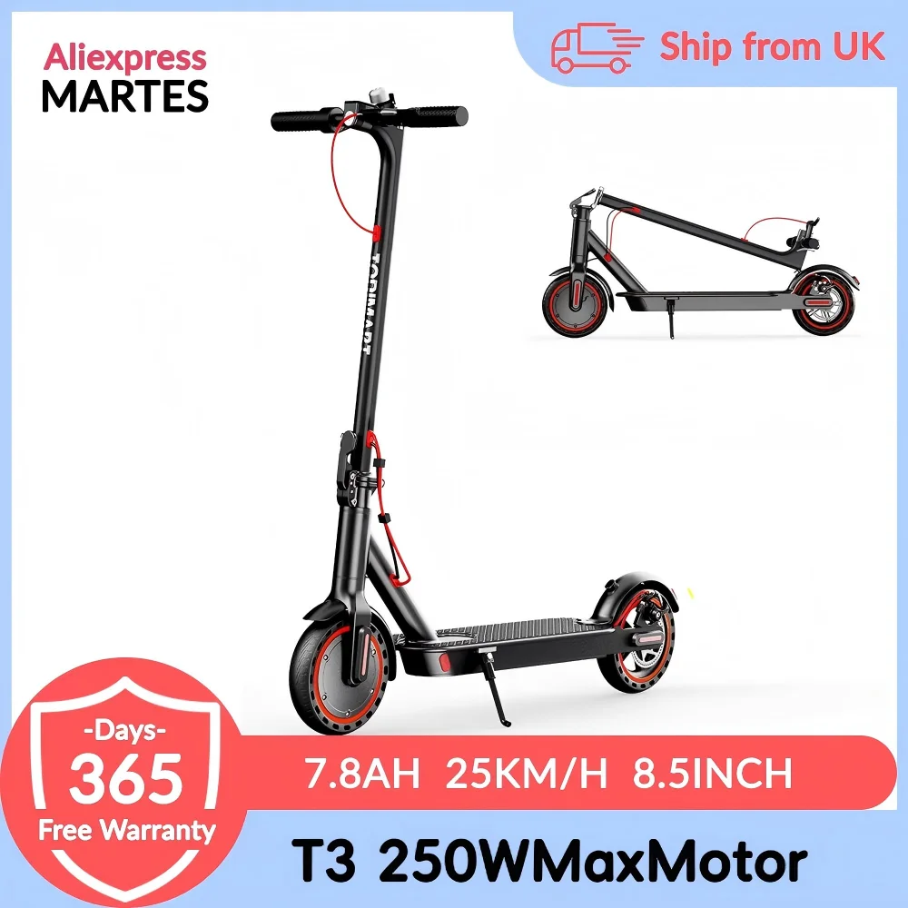 TODIMART T3 Electric Scooter 250W 7.5AH 36V 25KM/H Foldable E Scooter Battery 8.5 inch Wheel EScooter For Adult Children