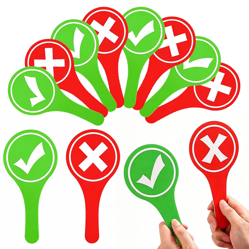 10/20PCS Double Sided Yes No Handheld Paddle Right Wrong Judgment Sign Green Red Travel Food Check Vote Interactive Activity ZYF
