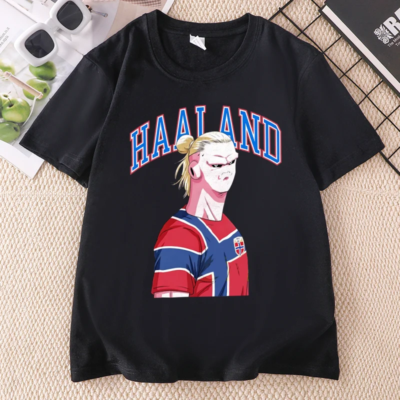 Funny Erling Haaland Graphic T Shirts Men Women Casual Round Neck Printed T-shirt Summer Cotton Y2k Fan Gift Tees Clothing