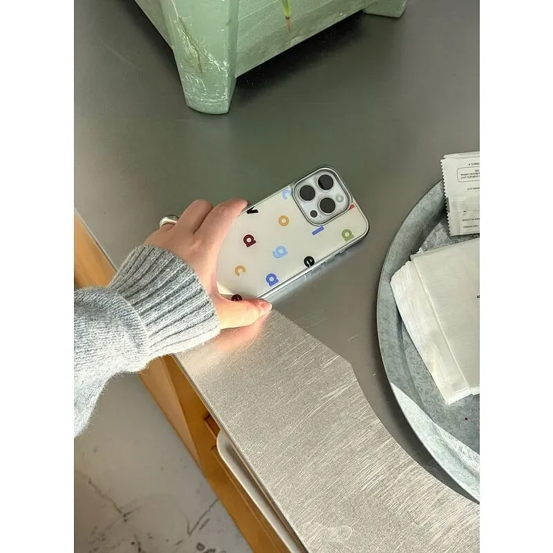 Pure Color Simplicity English Letters Shockproof Phone Case for iPhone 17 16 15 14 13 12 11 PRO MAX PLUS 17air Drop Glue Cover