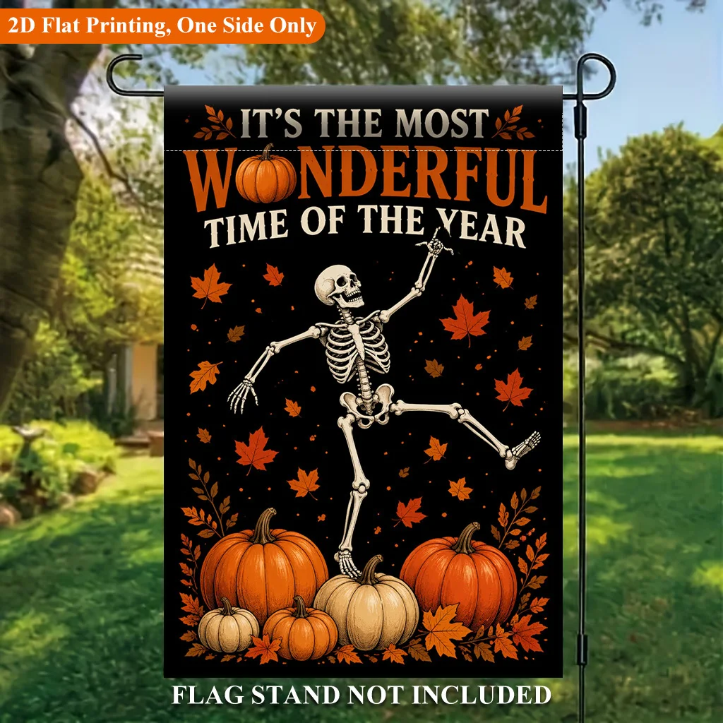 2D Flat Garden Flag 1 Piece, Halloween Pumpkin and Maple Leaf Holiday Garden Outdoor Flag, Suitable for Outdoor Home and Yard Holiday Decorations, Valentine's Day, Mother's Day, Christmas, Thanksgiving, Halloween, Excluding Flagpoles (Flags Only)