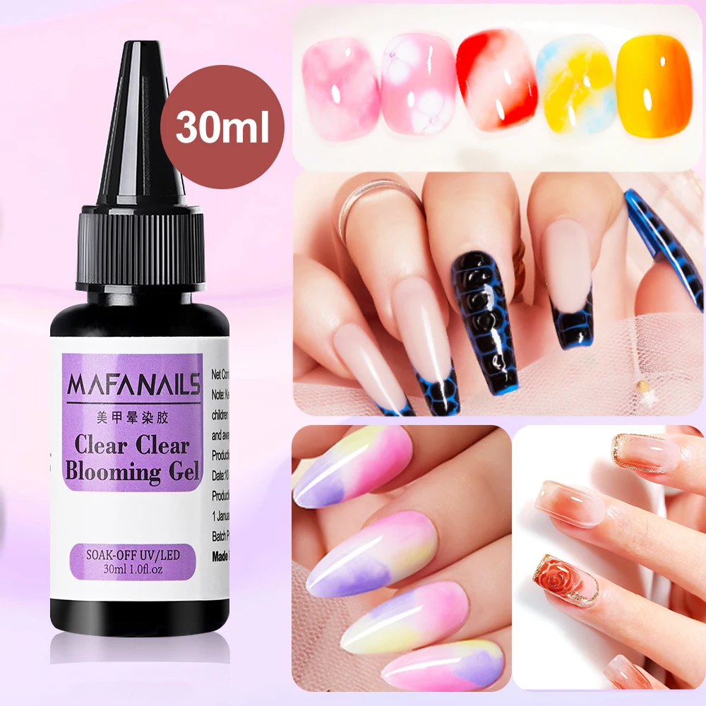 30ml Clear Blooming Gel Nail Polish UV LED Soak Off Nail Art Polish for Spreading Effect Marble Nail Polish Gel