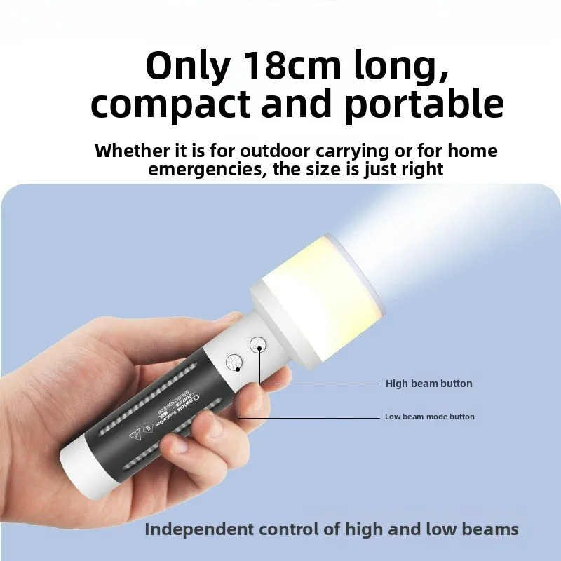 LED Flashlight, Bright, Rechargeable, Outdoor Portable, Long-Range, Camping, Emergency, Patrol, and Maintenance Lighting