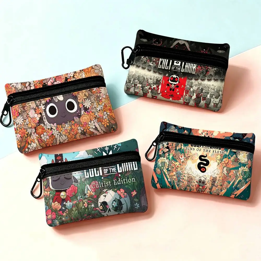 Popular Game Cult of the Lamb Multifunctional Oxford Cloth Small Pouch With Hook Mini Coin Wallet Earbud Storage Bag