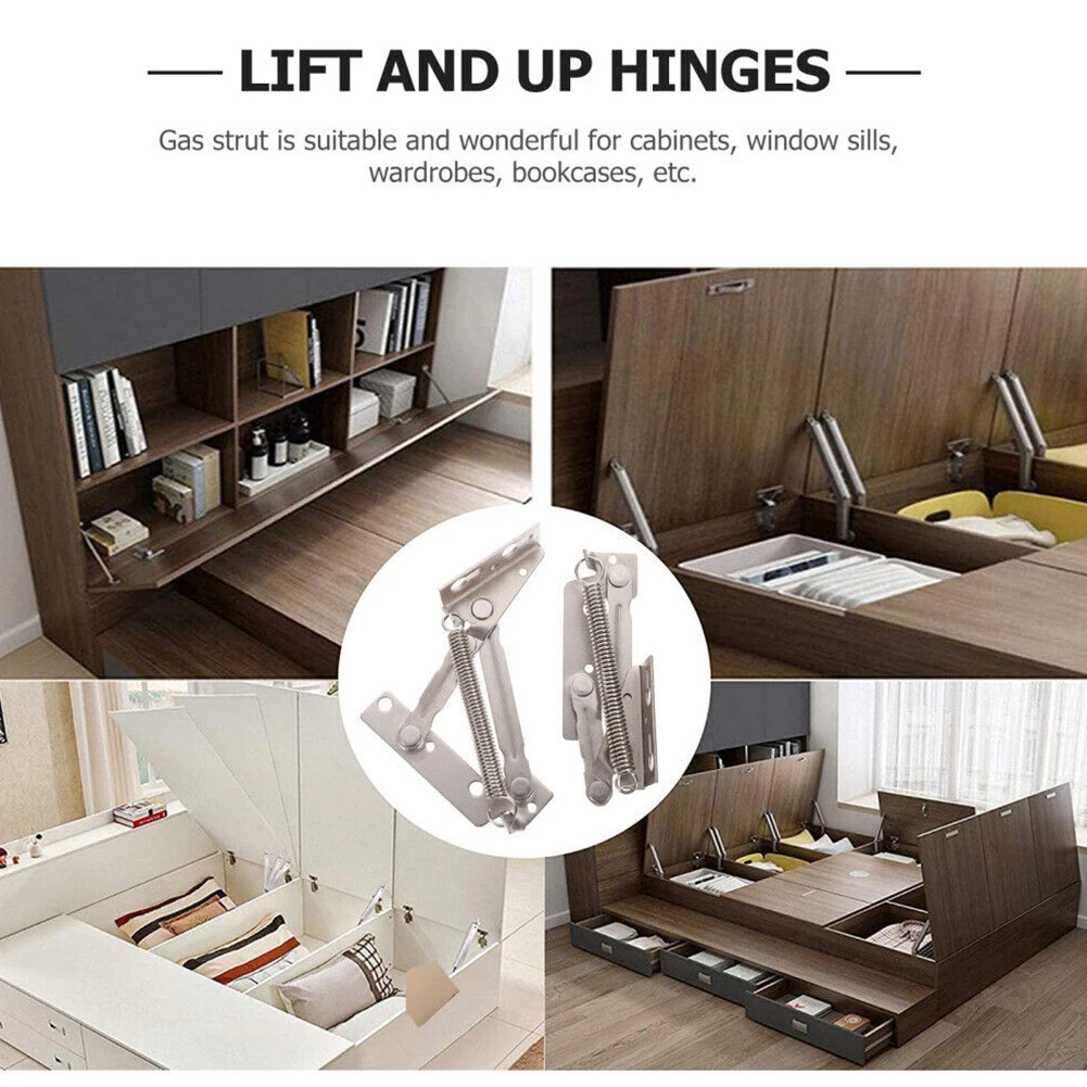 Flap Support Hinge Pair for Sofa Cabinet Bed with Lift-Up Function Steel Material and 240N Spring Force Performance