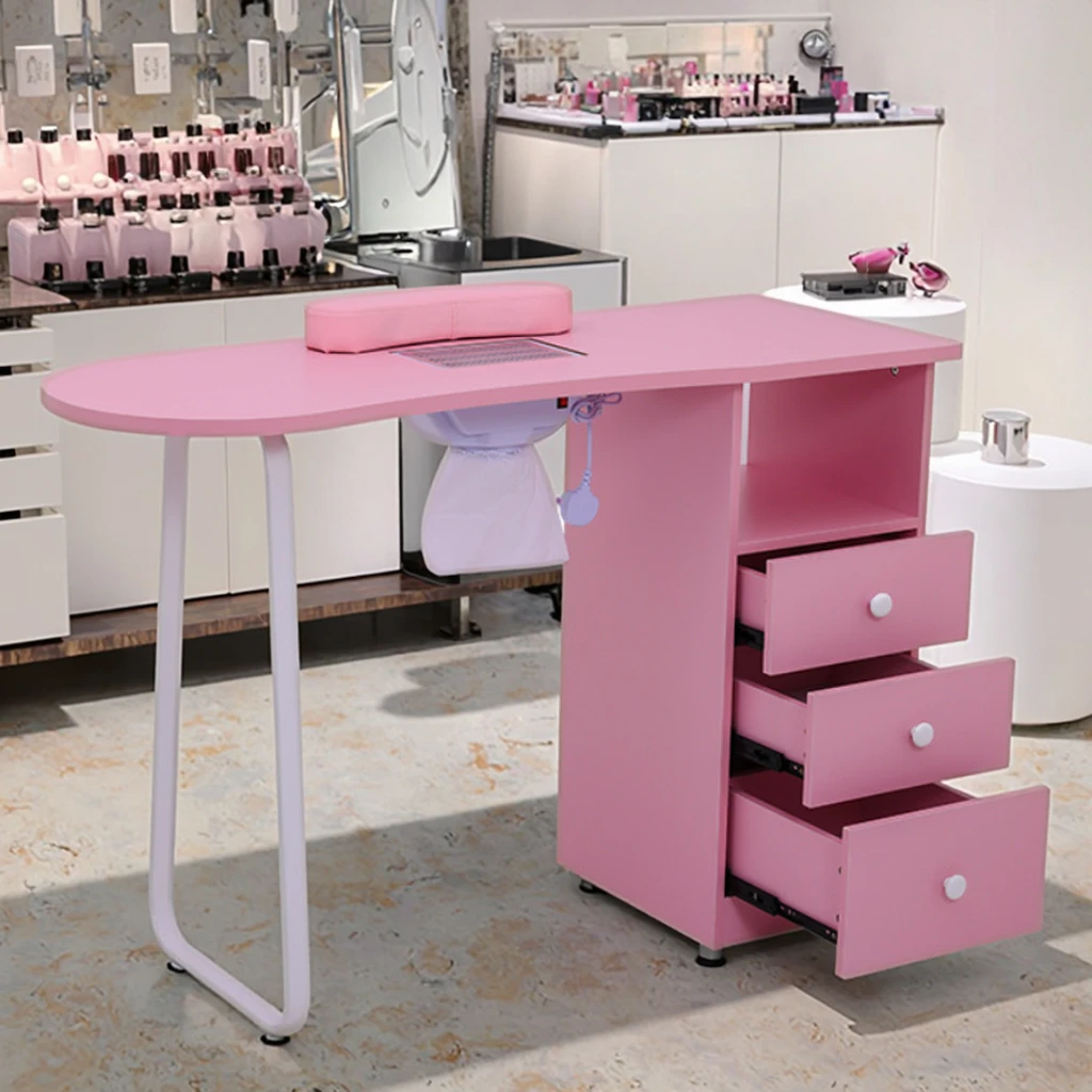 4-in-1 Simple Plate Hand Pillow Vacuum Cleaner Manicure Table Pink Storage on  Nail Manicure Table W/ Electric Dust Collector